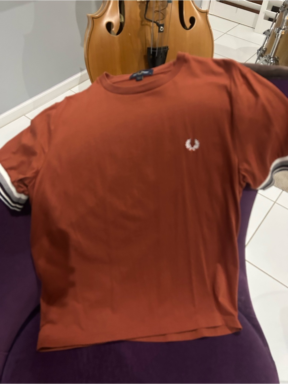 Fred Perry Rust Short Sleeve Crew with Contrast Trim